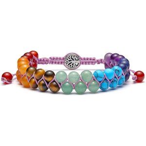 Life Tree Charm Crystals Yoga Stone Bead Chakra Relax Bracelet for Womens Mens